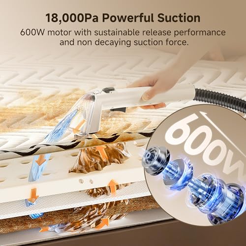 uwant Portable Carpet and Upholstery for Deep Cleaner, 18Kpa Carpet Cleaner Machine for Cars, Pets with Pet Pro Solution and Self Cleaning Set of 1 for Spot, Rug, Couch - Thumbnail 2
