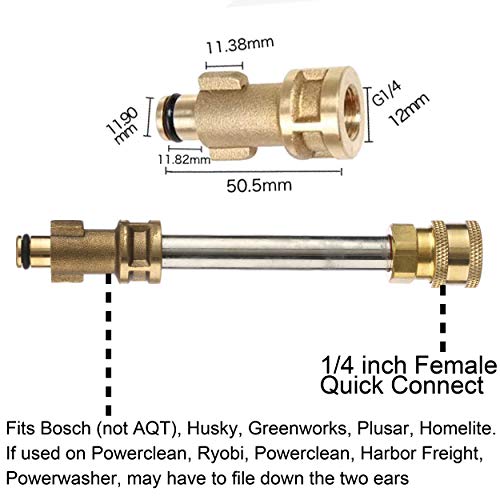 M MINGLE Foam Cannon, Replacement Parts for Bosch (Not AQT), Husky and Ryobi Pressure Washer, with 5 Nozzle Tips, 1/4 Inch Quick Connector