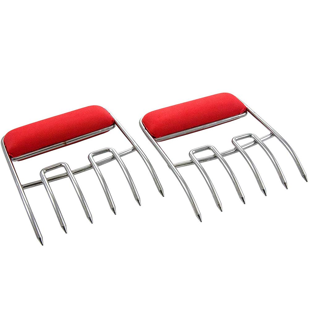 Charcoal CompanionStainless Steel Meat Claws - BPA-Free, Heat-Resistant, Heavy-Duty BBQ Tools for Shredding Roasts, Chicken, Turkey - Durable Grilling Essentials for Camping & Tailgating (Red)