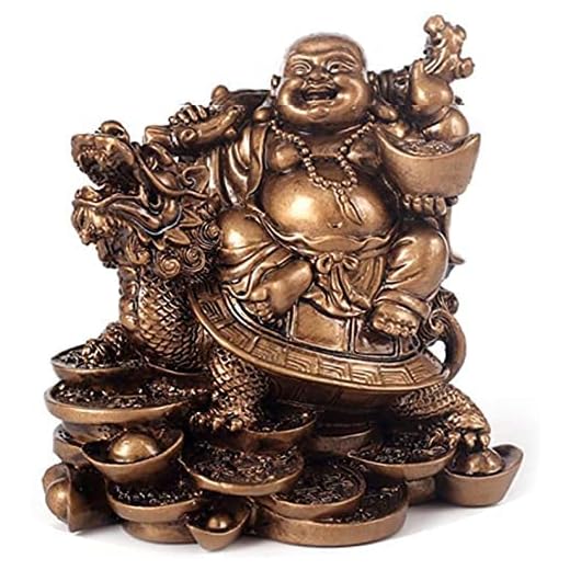 Skulptur Skrattande Buddha Staty Staty Maitreya Buddha Dekoration Skrattande Buddha Feng Shui Vardagsrum Inredning Ridning Dragon Turtle (Färg: B) (A)