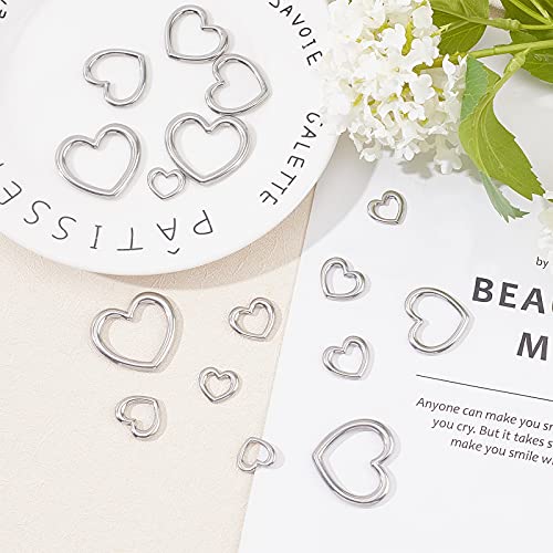 UNICRAFTALE About 16pcs 4 Sizes Heart Pattern Linking Rings Stainless Steel Frame Connectors 14/18/26/32mm Heart Connector Links for Women Jewelry Making Stainless Steel Color - Image 4