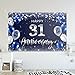 Happy 31st Anniversary Backdrop Banner Decor Navy Blue – Silver Glitter Happy 31 Years Wedding Anniversary Party Theme Decorations for Women Men Supplies