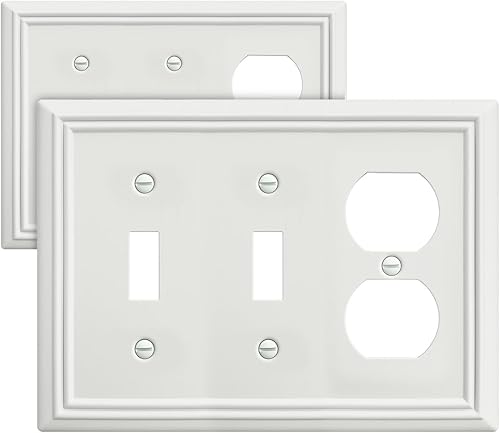 Paquete de 2 placas de pared combinadas de palancadúplex, cubiertas de interruptor de salida de pared para interruptor de luz de palanca, toma de