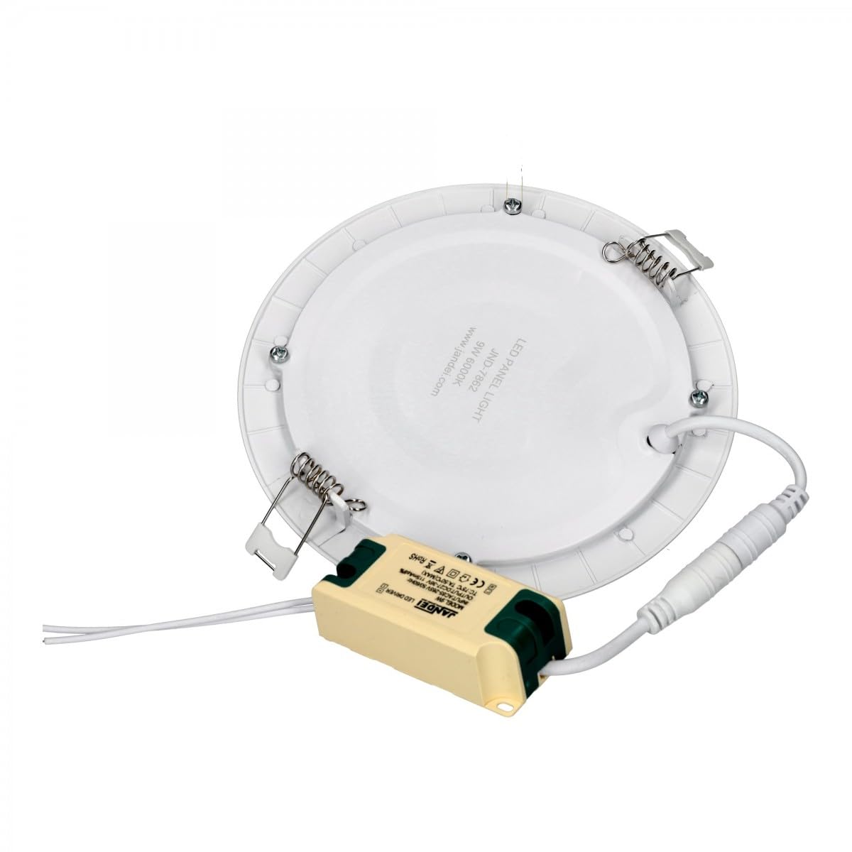 Jandei - Downlight LED Panel Extraplano Redondo, Iluminación 9W, Interior para Oficina, Pasillos, Casa, Taller (Blanco Frío 6000K), Fuente de Alimentación incluida. Ahorro de energía.