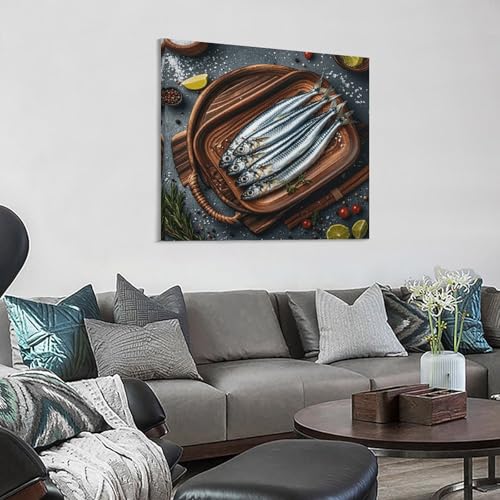 Impression toile sardines abstraite 60x60cm salon bureau