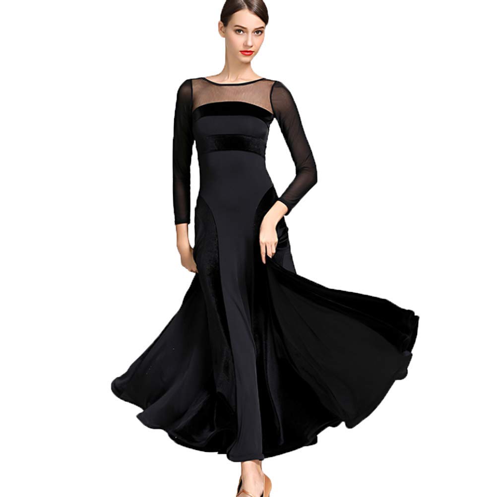 Tanzkleider Damen Standard Lange Ärmel Performance Kleider Moderne Walzer Training Tanzkleidung Tango Klei Ballroom Dress