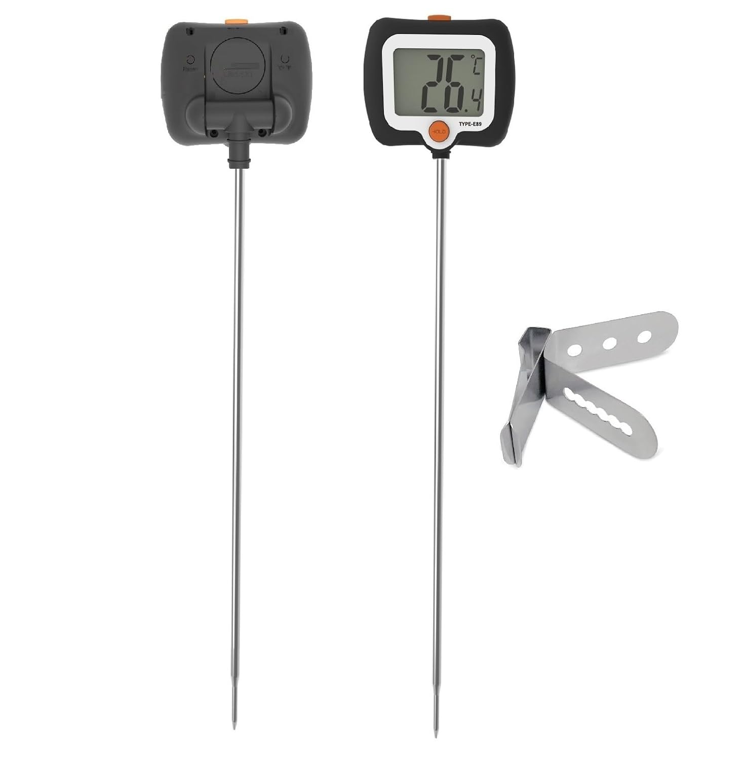 10 Inch Long Digital Candy and Deep Fry Thermometer with Pot Clip,Rotating Display, Best Instant Read Food Meat Thermometer for Candy Making or Deep Frying