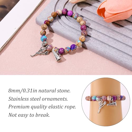 Cheer Bracelet, Imperial Stone Cheerleading Bracelet with Encouragement Card Charming Cheerleader Gifts Elegant Smooth Cheer Stuff with Cheerleader Jewelry Pendant4