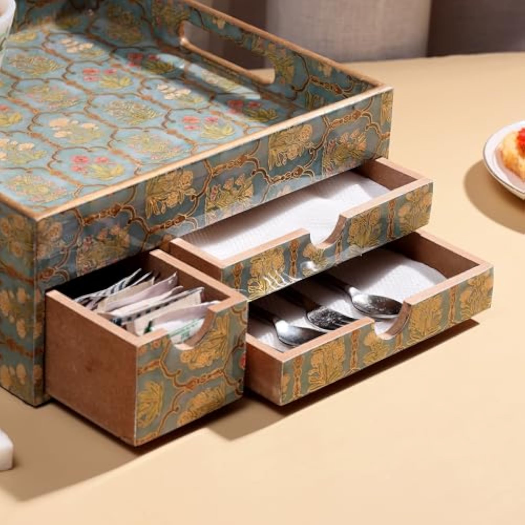Versatile MDF Storage Tray with Three Drawers