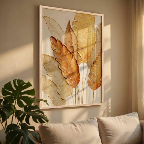 Image of kotart Aesthetic leaf Art Home Decoration | Floral Paintings With Frame For Living Room Bed Room Hotel Wall Decor Digital Reprint (25x37 inch)