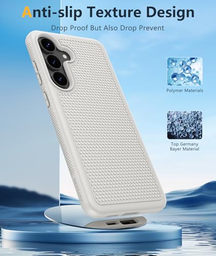 Image of FNTCASE for Samsung Galaxy S25 FE Case: Shockproof Protective Lightweight with Screen Protector Duty Rugged Cell Phone Cover Non Slip, Military Grade Drop Protection for S25FE(White)