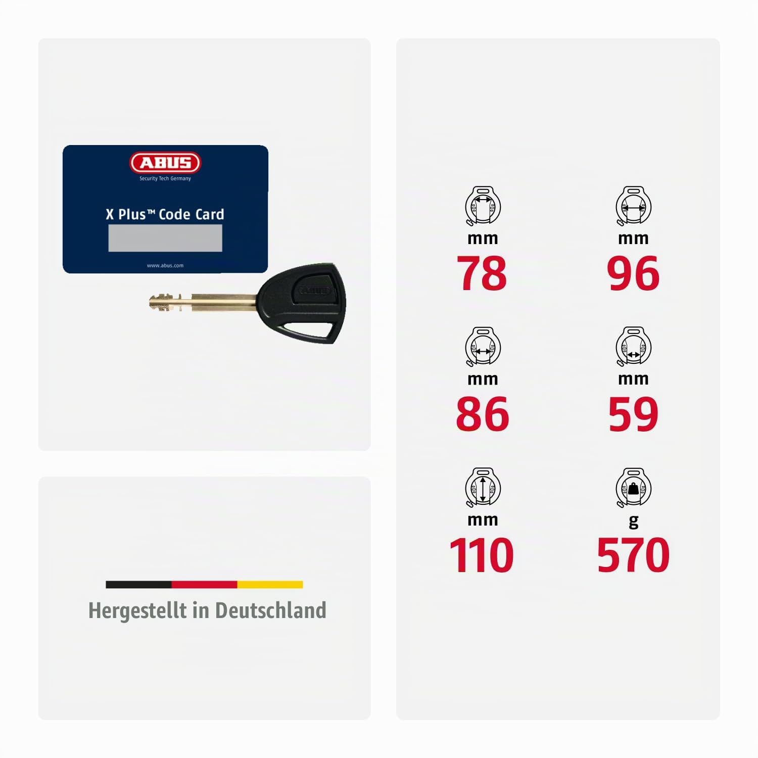 ABUS Unisex – Erwachsene 5755L R BK OE Rahmenschlösser, Unifarben, universal