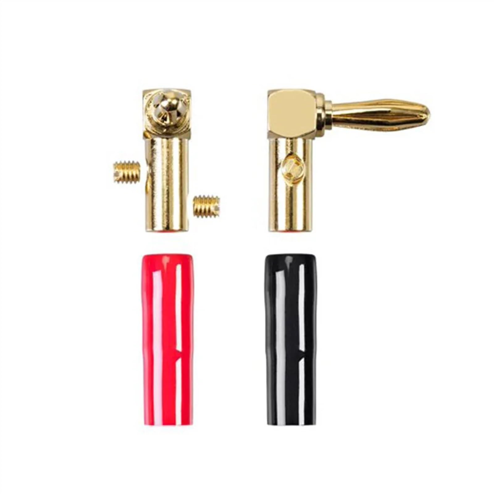 Connecteurs Banane à Angle Droit de 90 degrés, 4mm, plaqué Or, Adaptateur vidéo, fiches for câble de Haut-Parleur, 2/8/12/24 pièces(12 Pieces)