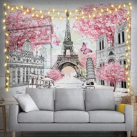 Paris Eiffel Tower Tapestry 80" X 60" Wall Hanging Cover