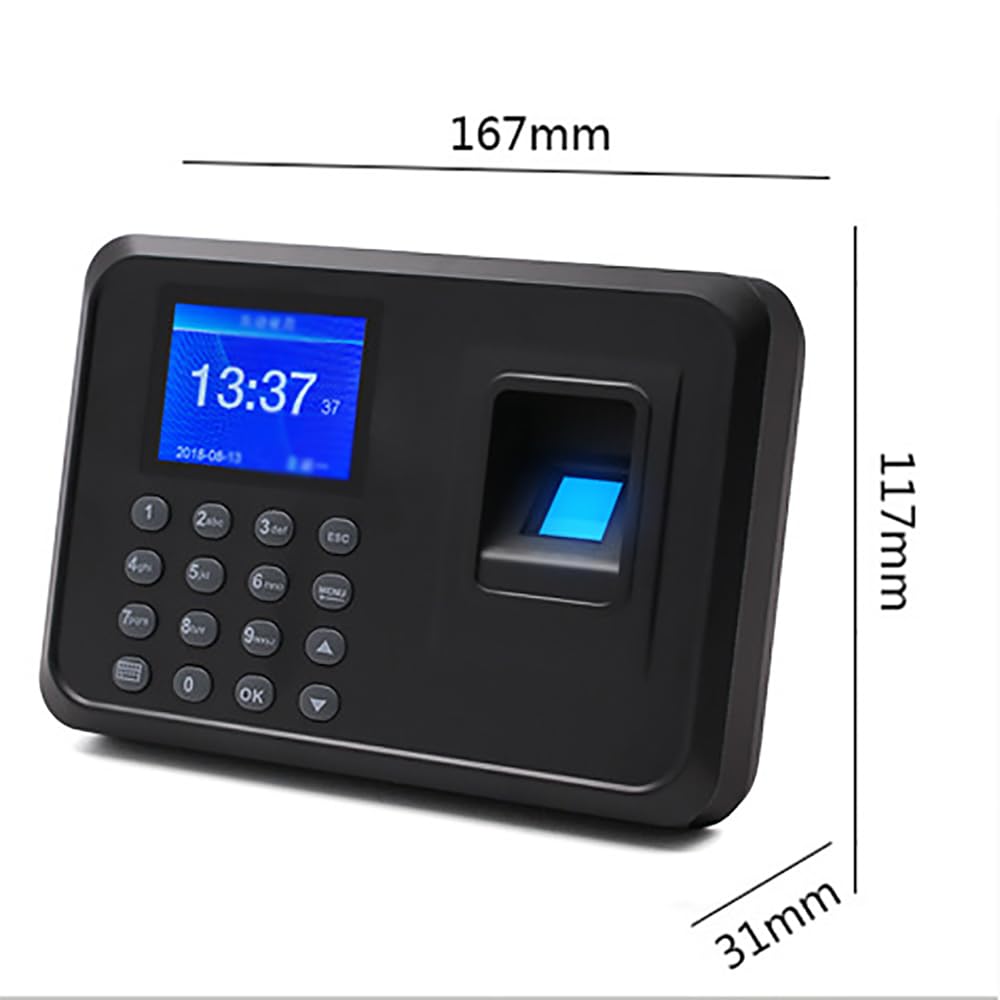 TsoLay Registratore per Il Check-in dei Dipendenti, Registratore di Presenza con Schermo da 2,4 Pollici, Registratore di Presenza 2 in 1 con Impronta Digitale E Password, Comandi Vocali, Generazione