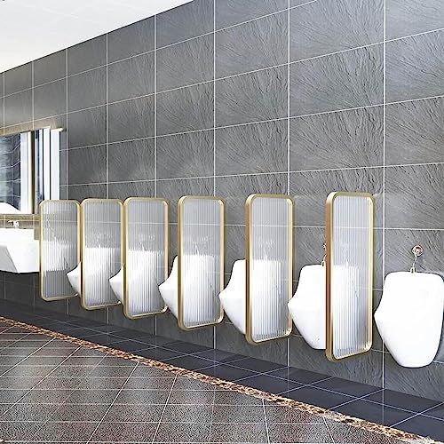Separador de orinal de pared para baños públicos modernos, panel de vidrio y hierro 2