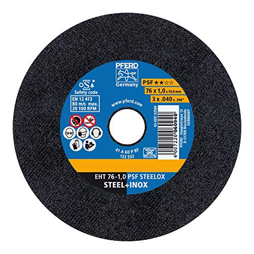 PFERD TOOLS Trennscheibe PSF STEELOX 10 Stück | 76 x 1,0 x 10,0 mm, gerade | 69198287 – für Stahl und Edelstahl (INOX)