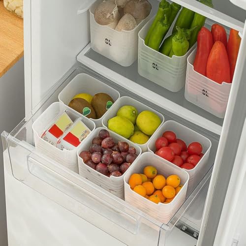Image of Fridge Side Door Storage Boxes Set of 6 | Transparent ABS Plastic Refrigerator Organizer Bins | Space Saving Multipurpose Freezer-Friendly Containers for Kitchen, Bathroom & Stationery