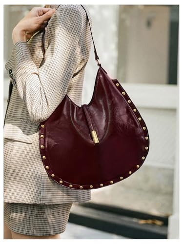 Milumia Women's Studded Hobo Shoulder Bags Vintage Top Handle Slouchy Tote Bags3