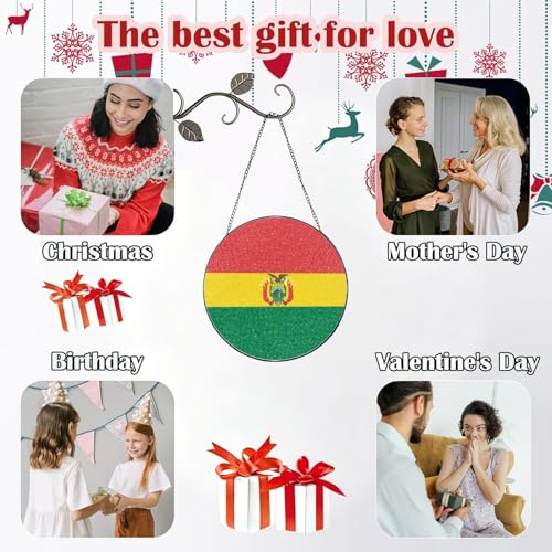 Atrapasueños de vidriera boliviana de 30 cm para regalo del Día de la Madre y Navidad 8