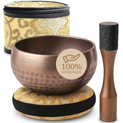 Silent Mind Tibetan Singing Bowl Set – Easy to Play & Beginner Friendly Meditation Bowl with Cushion & Mallet | Stress Relief & Mindfulness | Gift-Ready : Musical Instruments