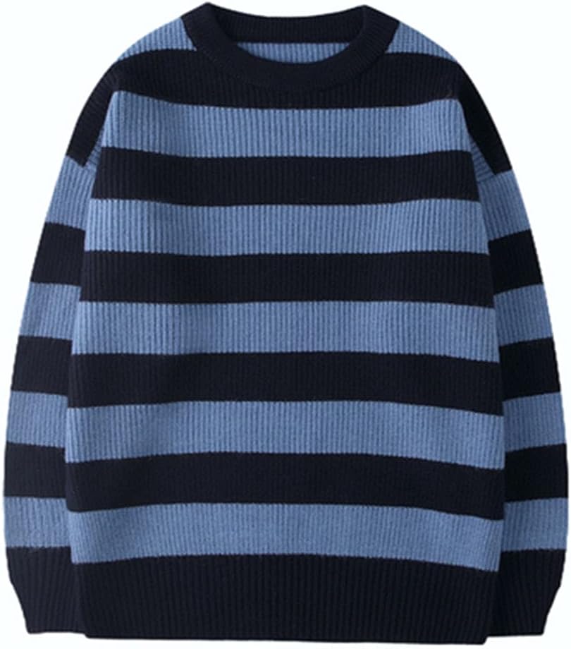 LifeSheWomen's Men Striped Sweater Pullovers Oversized Knitted Jumpers Sweatershirts Streetwear