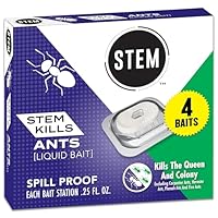 STEM Liquid Ant Baits, Kills The Queen and Colony, for Indoor Use, 4 Spill Proof Bait Stations