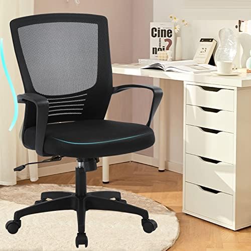 ANACCI Office Chair, Desk Chair with Rocking Back, Mid-Back Mesh Computer Chair with Adjustable Height, Drafting Chair Home Office