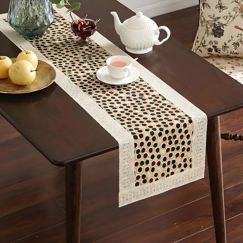 Image of Kuber Industries 72x18 Inch PVC Table Runner for Wedding and Family Dinners | Reusable Centre and Dining Table Runner | Dot Design - Multicolour