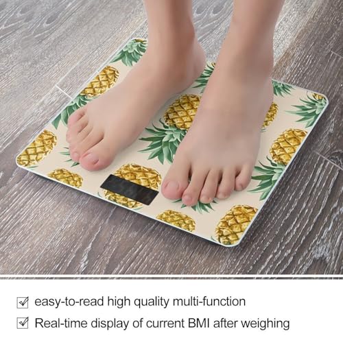 Báscula digital de baño con diseño de piña, vidrio templado miniatura 5