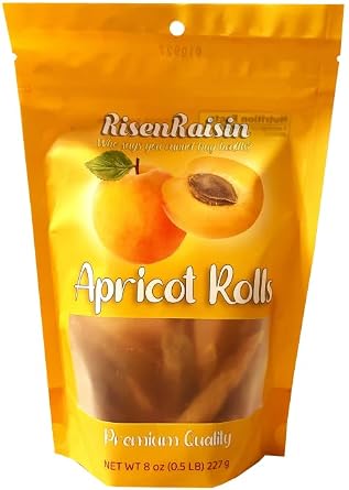 Dried Apricot Rolls 8 oz 227 g | No Sugar Added | All-Natural Fruit Snack | Sweet & Tart Flavor | Chewy & Delicious | Great for Snacking & Baking | Packed in California | RisenRaisin Brand