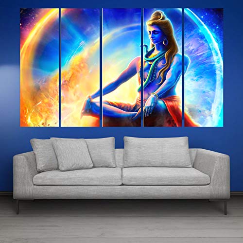 Image of KYARA ARTS Meditating Shiva Wall Painting, Multicolour, Religious, 50 x 30 inch (30inchx48inch, Design 02)