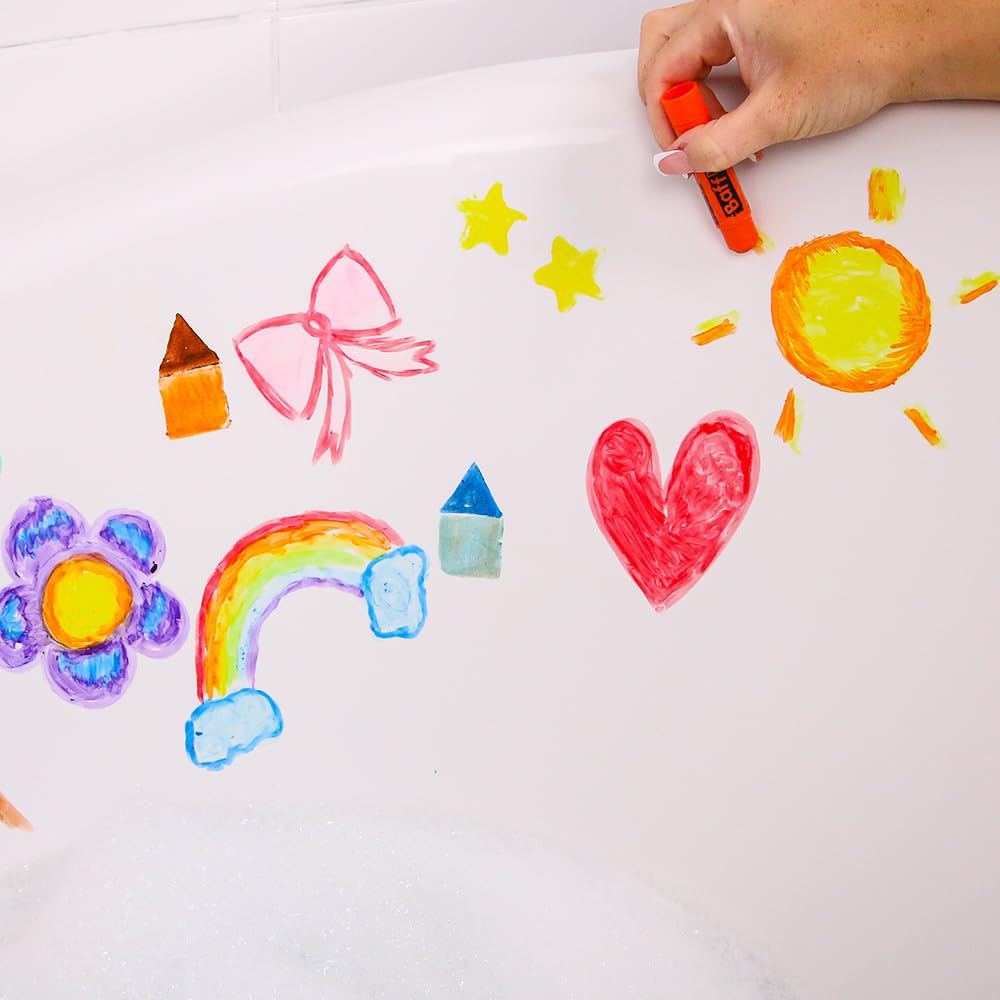 ZIMPLI Grands Bâtons de Peinture pour le Bain, Crayons de Bain, Stylos de Peinture pour Enfants, Twist & Paint, Couleurs Vives, Sans Salissure, Nettoyage Facile