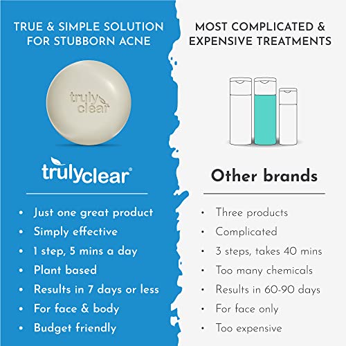 Truly Clear One-Step Solution Acne Bar, Alcohol Free Face And Body Cleanser, Non-Drying Acne Treatment For Face, Chest, Butt And Back Acne, Body Acne Face Wash With Hyaluronic Acid #TOP1