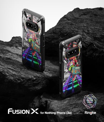 Image of Ringke Fusion-X Design Compatible with Nothing Phone (3a) Case Cover Transparent Hard Back Soft Flexible TPU Bumper - DJ Bot (Black)
