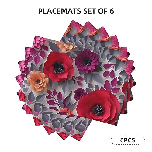 Set de table lavable en lin rouge et rose pour protéger la table des plats chauds et taches