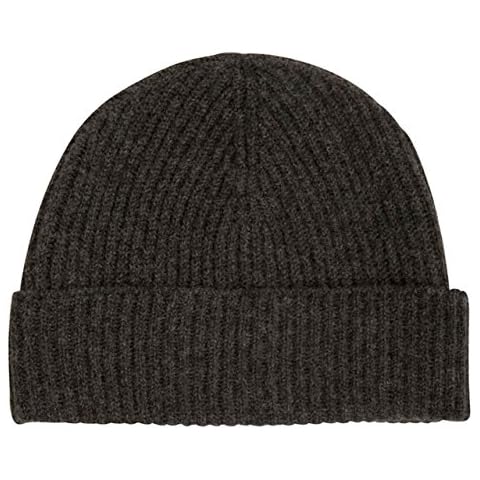 Graham Cashmere - Unisex Pure Cashmere Rib Beanie - Made in Scotland (Charcoal Grey) Cover