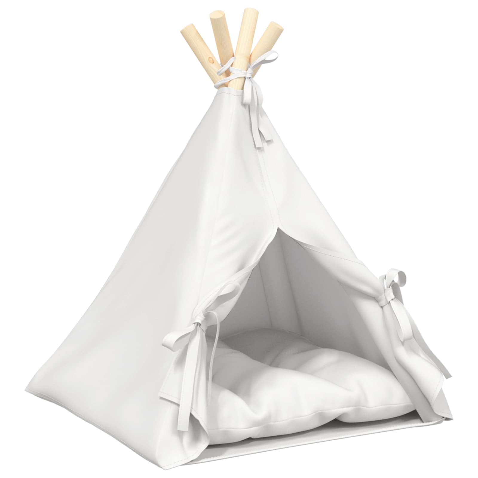 Tipi pour petits chiens et chats, niche en bois de pin, tente pour chat avec coussin doux, espace de couchage pour l'intérieur, 40 x 40 x 50 cm