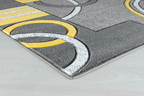 GLORY RUGS Area Rug Modern Soft Hand Carved Contemporary Floor Carpet with Premium Fluffy Texture for Indoor Living Dining Room and Bedroom Area (4x6, Yellow)