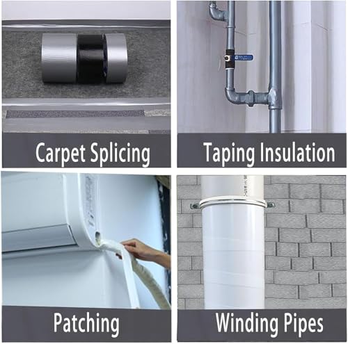 Image of Heavy Duty Single Side Duct Tape,2in x 66FT,Strong Adhesive High Strength,Versatile Mesh Adhesive Tape for Easy Sealing, Repairing and Bonding Indoors and Outdoors,Silver
