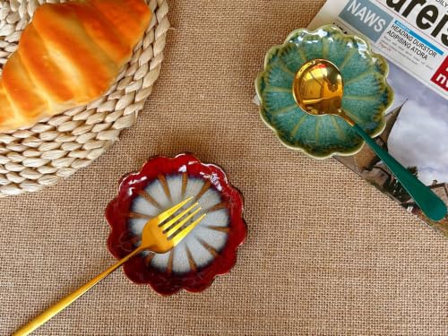 Image of Ceramic Spoon Rest for Stove Top, Flower Cute Spoon Rest for Kitchen Counter, Cooking Spoon Holder for Kitchen Counter, Utensil Rest Spatula Rest Ladle Holder Tong Rest, 1 PC (Retro, Burgundy Red)