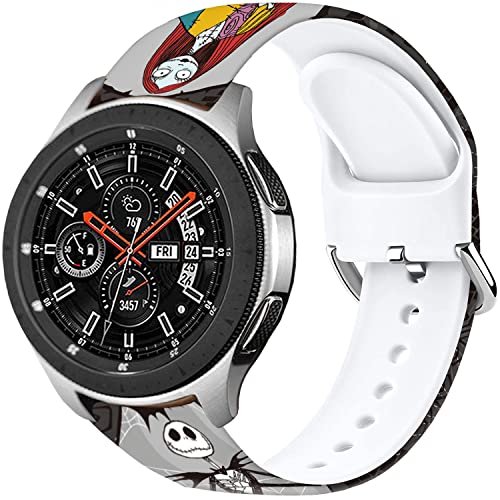 Sjiangqiao Hallowee Sally/Jack Skellington Band Compatible with Samsung Galaxy Watch 5/Watch 42mm/Galaxy Watch 3 41mm/Watch 4 40mm 44mm/Active 2/Gear S2 Classic/Gear Sport/Ticwatch 2 Soft Silicone Chic Sports Bands Lovely Style Replacement Strap for Men Women