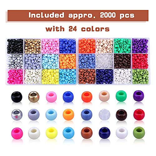 Image of Greentime Pony Beads Bracelets Making Kit, 9mm Rainbow Kandi Rave Beads Set for Friendship Bracelets Necklace Making Crafts for Christmas Gift (24colors) (Pack of 2)