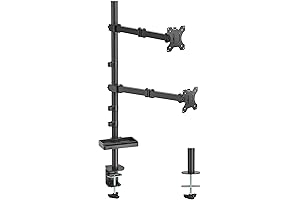 Double Vertical Monitor Mount with Storage Tray