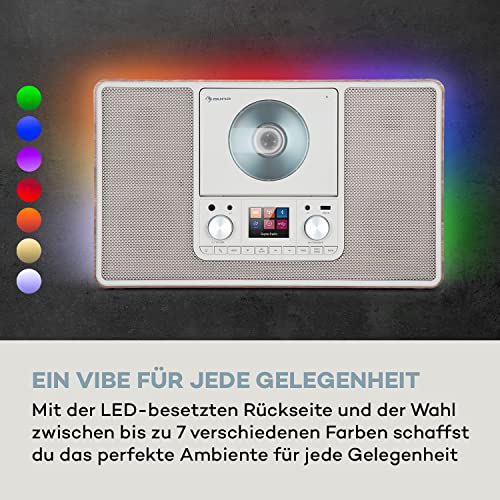 auna Radio, DAB Radio mit CD Player zur Wandmontage, DAB Plus Radio mit Bluetooth, DAB/DAB+/FM Radio, Küchenradio mit TFT Display, MP3, Streaming, Digitalradio Klein, Radio mit Wecker & Fernbedienung – Bild 3