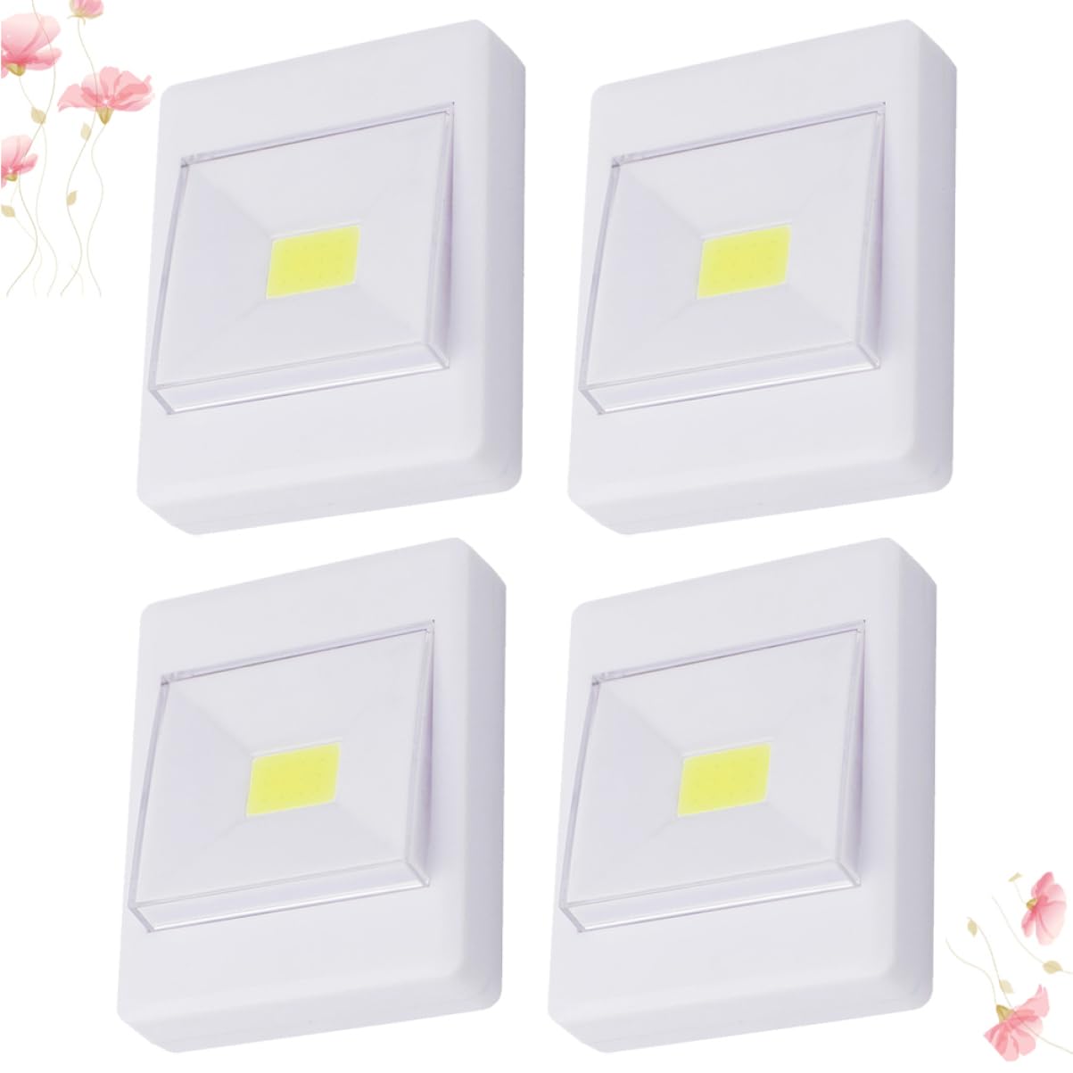 Uonlytech 4pcs Cob Led Wall Light Soft Glow Battery-Operated Light for Closet Cabinet Pantry and Stairs Easy Self-Adhesive Installation Eye Protection Random Style Batteries Not Included
