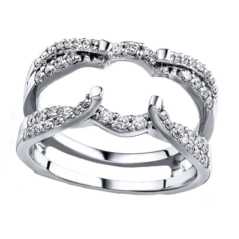 2.22 Ct Round Cut Moissanite 14K White Gold Over Elegant Enhancer Wrap Guard Ring For Women's