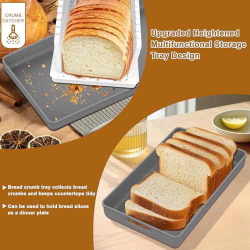 Image of Kiss Core Adjustable Width and Thickness Bread Slicer for Homemade Bread | Bread Slicer Guide Foldable and Compact Cutting Guide with Crumb Tray Suitability for Homemade Bread Bagels Cakes
