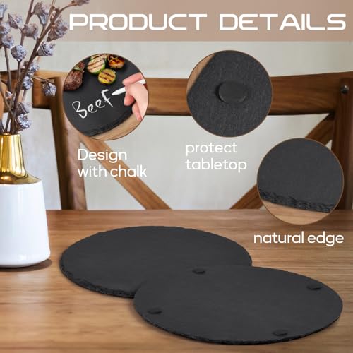 image for GOH DODD 12 Inch Set of 3 Large Slate Cheese Board, Charcuterie Boards