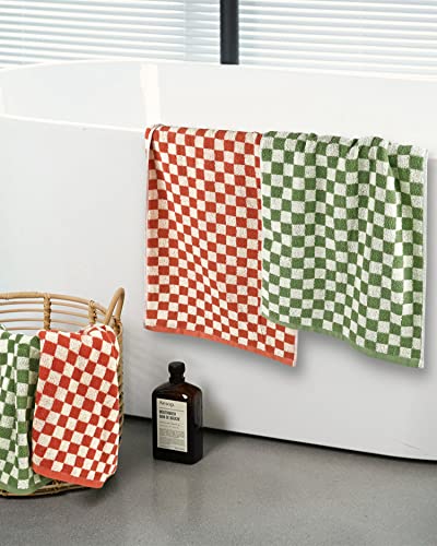 Hand Towel Checkered 2 Colors 4 Pack, Retro Hand Towels For Everyone, Soft And Quick Drying Towels For Kitchen Gym Salon, Cotton, Small Size 29” X 13” #TOP5